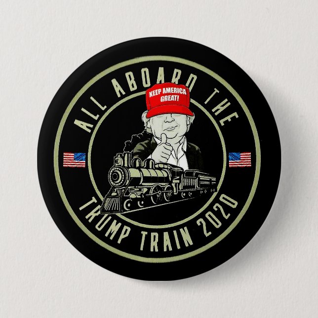 Bóton Redondo 7.62cm All Aboard The Trump Train 2020 (Frente)
