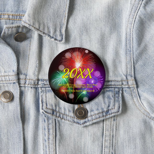 Bóton Redondo 7.62cm Alterar Ano, Adicionar Qualquer Nome Texto Novo An (In Situ)
