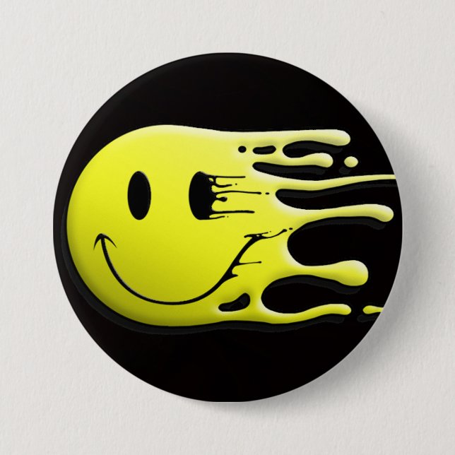 Bóton Redondo 7.62cm amarelo no fundo preto (Frente)