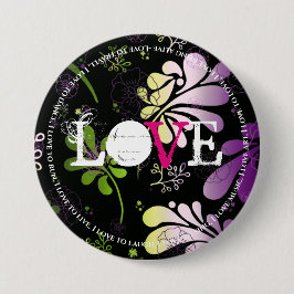 Bóton Redondo 7.62cm Amor, com texto divertido sobre bumbum floral