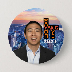 Bóton Redondo 7.62cm Andy Yang para prefeito da NYC 2021