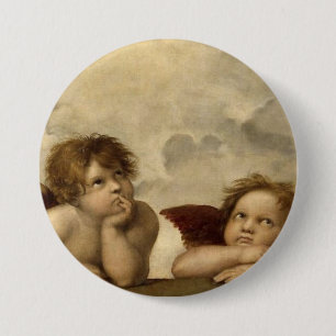 Bóton Redondo 7.62cm Angels Cherubs Raphael Santi Sistine Madonna Sweet