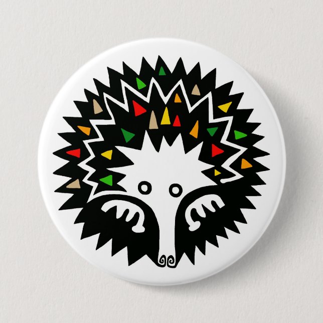 Bóton Redondo 7.62cm Animais selvagens - ECHIDNA - Vida selvagem austra (Frente)