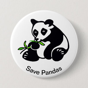 Bóton Redondo 7.62cm Animais selvagens - Save PANDAS - Wild Life
