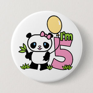 Bóton Redondo 7.62cm Aniversário da menina da panda 6o