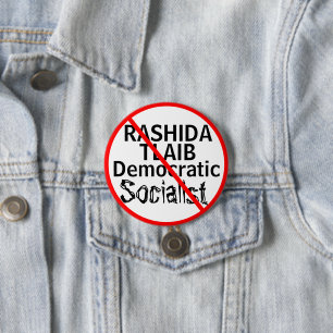 Bóton Redondo 7.62cm Anti-Rashida Tlaib - Socialista Democrata