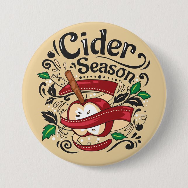 Bóton Redondo 7.62cm Apple Cider Season, ilustração gráfica (Frente)