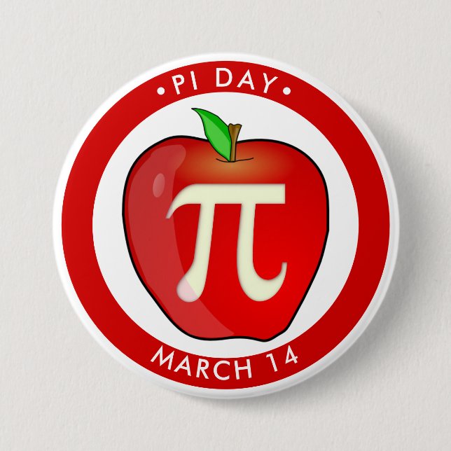 Bóton Redondo 7.62cm Apple Pi Day Pun (Frente)
