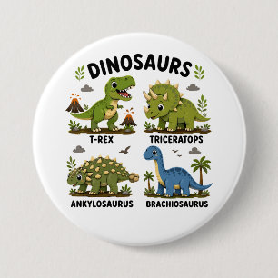 Bóton Redondo 7.62cm Aprendizado de Espécies de Dinossauros para Crianç