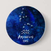 Aquarius Zodiac Constelação Azul Galáxia Monograma