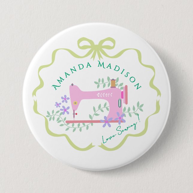 Bóton Redondo 7.62cm Arco Banda branca Verde com costura (Frente)