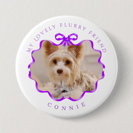 Bóton Redondo 7.62cm Arco Fita Pet Foto Pet Roxo