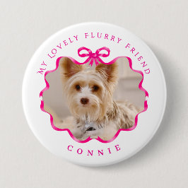 Bóton Redondo 7.62cm Arco Fita Pet Foto Vermelha