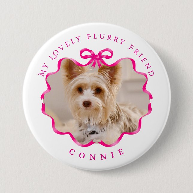 Bóton Redondo 7.62cm Arco Fita Pet Foto Vermelha (Frente)