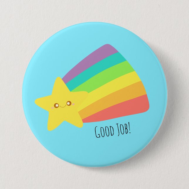 Bóton Redondo 7.62cm Arco-Íris de Estrelas Bonito (Frente)