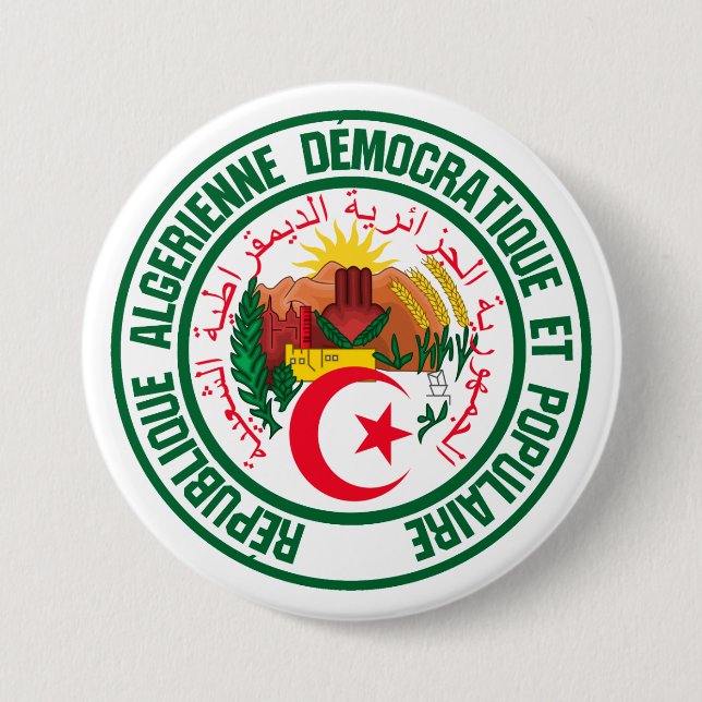 Bóton Redondo 7.62cm Argélia Round Emblem (Frente)
