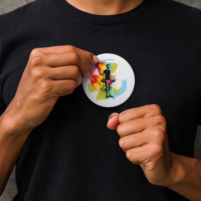 Bóton Redondo 7.62cm Arte abstrato Malhação do Homem Levantando Sumbos (Criador carregado)