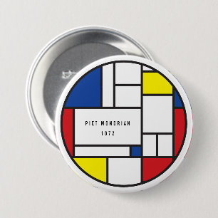 Bóton Redondo 7.62cm Arte Moderna De Stijl Geométrica Minimalista Mondr