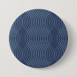 Bóton Redondo 7.62cm Arte ondulada azul, decorativa, simples, moderna,