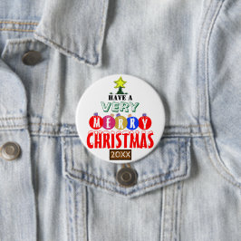Bóton Redondo 7.62cm Árvore de Natal Alegre Enfeites Vermelhos Azuis Do