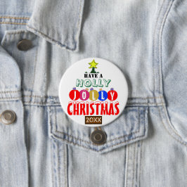 Bóton Redondo 7.62cm Árvore de Natal Alegre Ornamentos Vermelhos Azuis