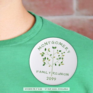 Bóton Redondo 7.62cm Árvore genealógica do verde da reunião de famí