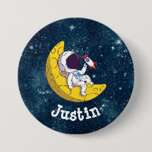 Astronauta Personalizado na Lua com Foguete