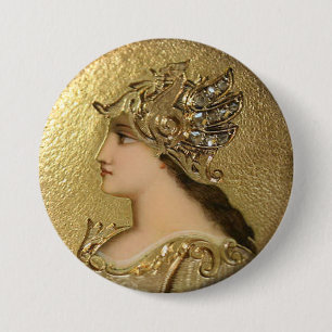 BÓTON REDONDO 7.62CM ATHENA PORTRAIT COM HELMET DE OURO E GRIFFINS