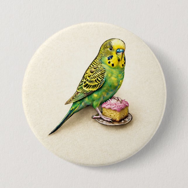Bóton Redondo 7.62cm Australian Budgie Pink Lamington Large Badge Pin (Frente)