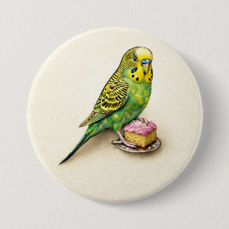 Bóton Redondo 7.62cm Australian Budgie Rosa Lamington Grande Crachá