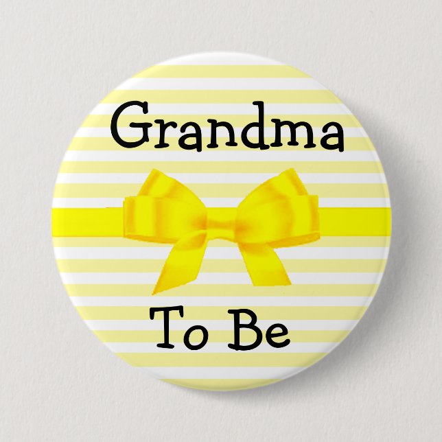 Bóton Redondo 7.62cm Avó para ser chá de fraldas amarelo e branco (Frente)