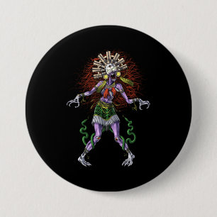 Bóton Redondo 7.62cm Aztec Mythology Deity Tzitzimitl