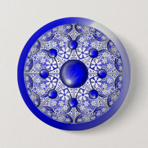 Bóton Redondo 7.62cm Azul de rendas cerâmicas de Grécia