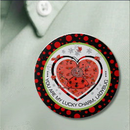 Bóton Redondo 7.62cm Baby Shower Winner Lucky Charm Ladybug