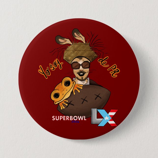 Bóton Redondo 7.62cm Bad Bunny Super Bowl (Frente)