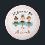 Bóton Redondo 7.62cm Ballerina Balé Birthday Girl<br><div class="desc">Balé Ballerina Birthday trabalho de arte de aquarela branca. Tema de aniversário de bailarina infantil. É fácil personalizar.</div>