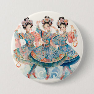 Bóton Redondo 7.62cm Ballet do Quebra-Nozes, Dançarinos Chineses