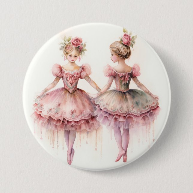 Bóton Redondo 7.62cm Ballet Quebra-Nozes, Rosinhas (Frente)