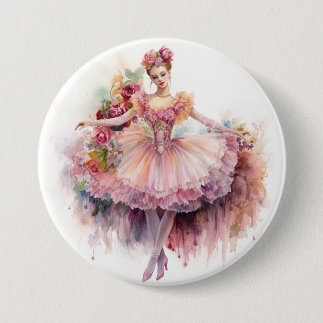 Bóton Redondo 7.62cm Ballet Quebra-Nozes, Valsa das Flores  (Frente)