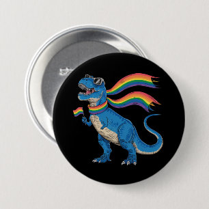 Bóton Redondo 7.62cm Bandeira Arco-íris do Dino Trex Orgulho Gay Aliado