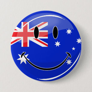 Bóton Redondo 7.62cm Bandeira australiana de sorriso lustrosa