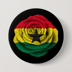 Bóton Redondo 7.62cm Bandeira cor-de-rosa de Ghana no preto