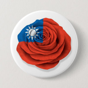 Bóton Redondo 7.62cm Bandeira cor-de-rosa do taiwanês no branco