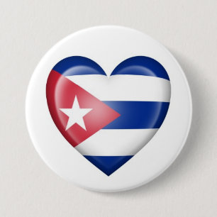 Bóton Redondo 7.62cm Bandeira cubana do coração no branco