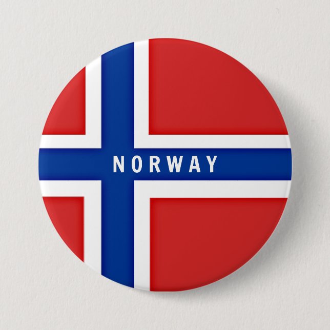 Bóton Redondo 7.62cm Bandeira da Noruega (Frente)