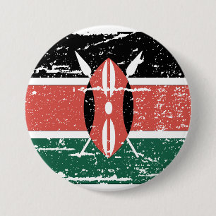 Bóton Redondo 7.62cm Bandeira de Kenya do vintage