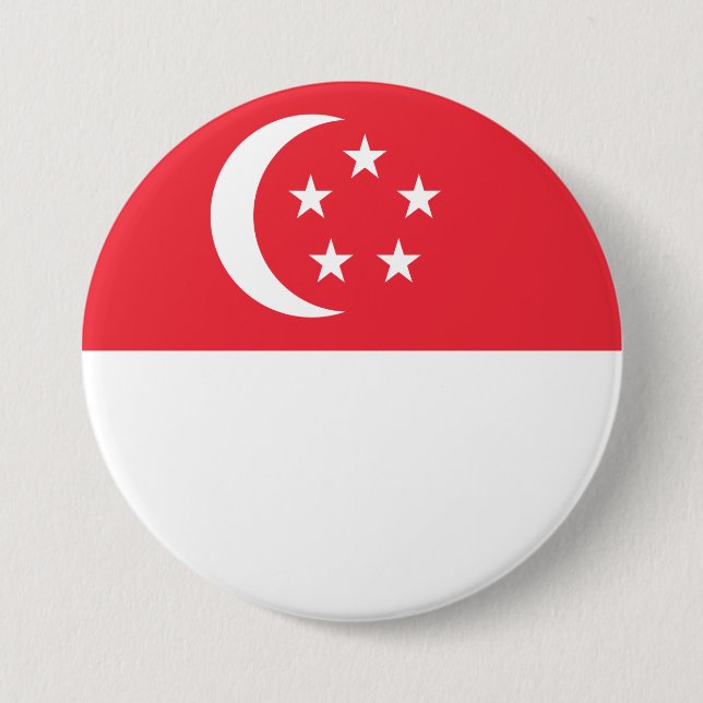 Bóton Redondo 7.62cm Bandeira de Singapura (Frente)