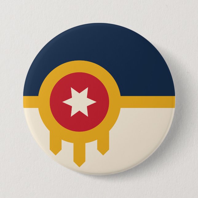 Bóton Redondo 7.62cm Bandeira de Tulsa (Oklahoma) (Frente)