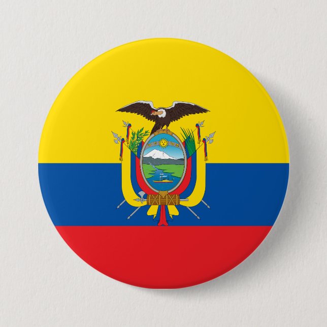 Bóton Redondo 7.62cm Bandeira do Equador (Frente)