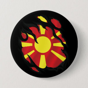 Bóton Redondo 7.62cm Bandeira do Governo Macedônia